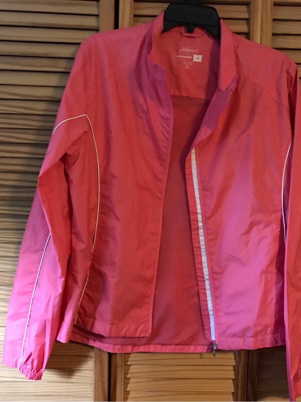 Women’s Coral Lighweight Jacket with White Trim, Sz XL
